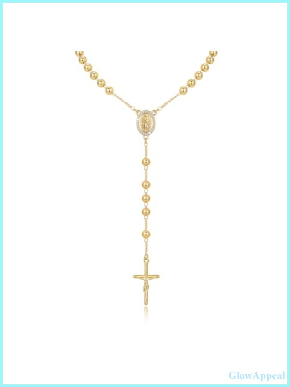Gold Plated Rosary Necklace Religious Y Necklace Catholic Crucifix Jewelry